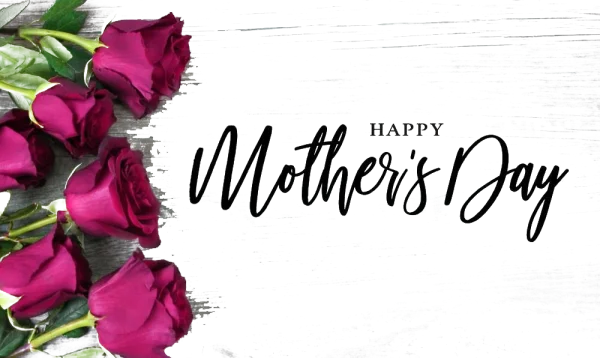 Happy Mother's Day Red Roses on Wood PNG