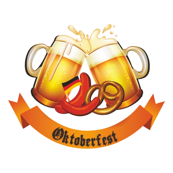 Oktoberfest Beer Steins and Snacks PNG Transparent Background