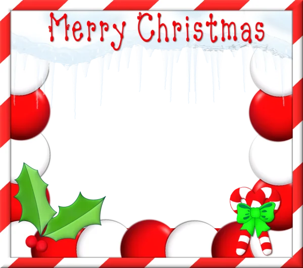 Merry Christmas Candy Cane Frame PNG Transparent Background