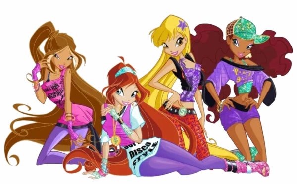 Winx Club Disco Style Characters PNG Transparent Background