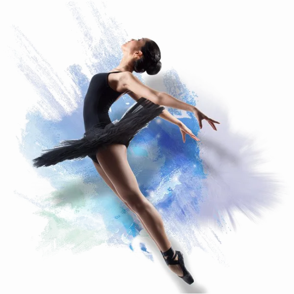 Graceful Ballerina in Black Tutu PNG