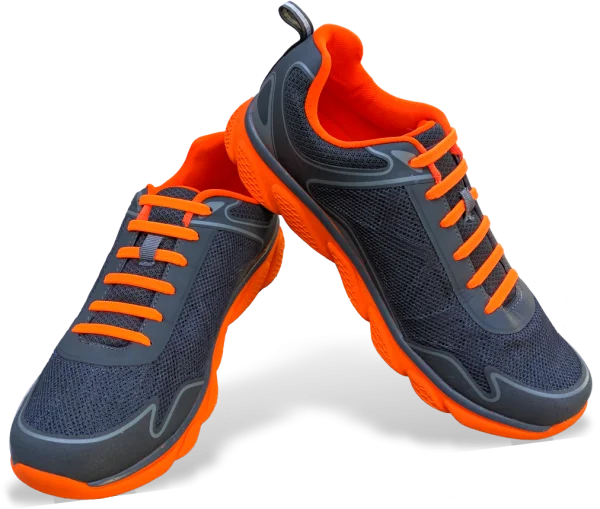 Charcoal and Orange Athletic Shoes PNG Transparent Background