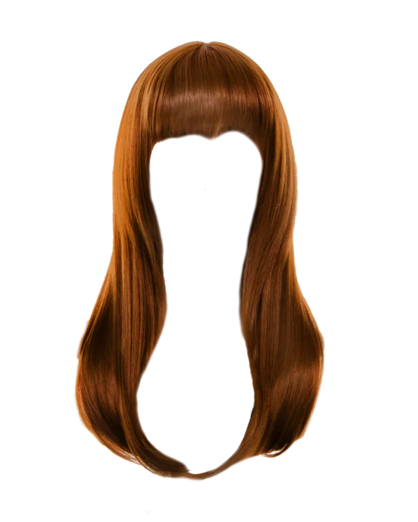 Brown Hair with Bangs PNG Transparent Background