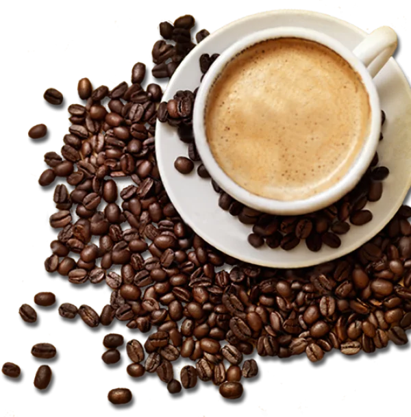 Coffee Cup with Roasted Coffee Beans PNG Transparent Background