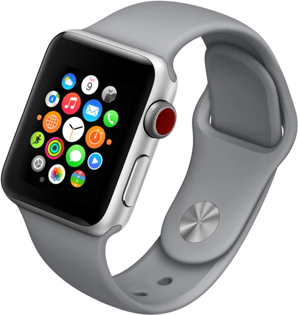 Apple Watch Series 3 Silver Case Gray Band PNG Transparent