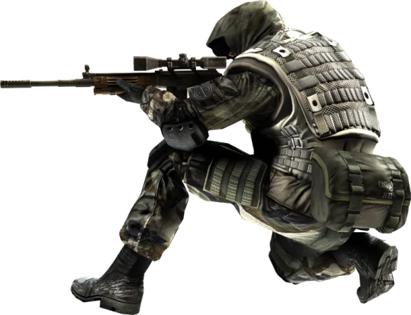 Crouching Sniper Soldier with Rifle PNG
