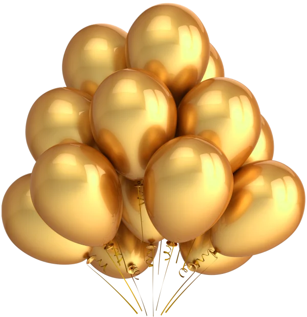 Golden Party Balloons PNG Transparent