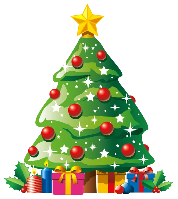 Christmas Tree with Gifts and Candles PNG