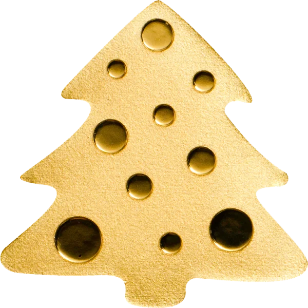 Golden Christmas Tree PNG with Ornaments