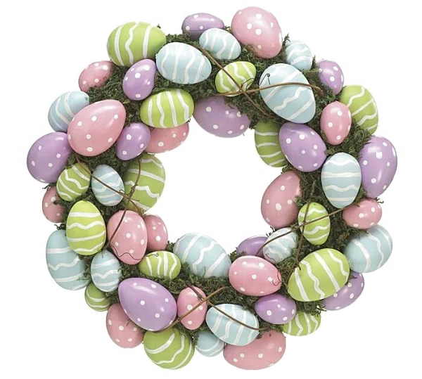 Pastel Easter Egg Wreath PNG Transparent Background