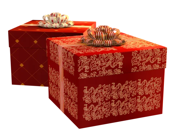 Elegant Red and Gold Gift Boxes PNG Transparent Background