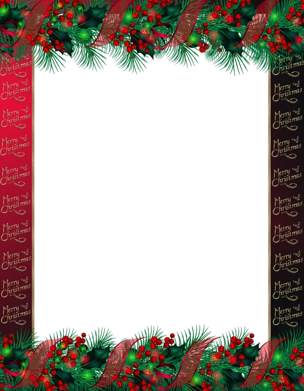 Merry Christmas Garland Frame PNG Transparent