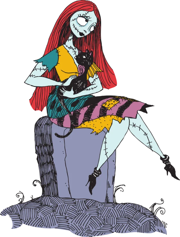 Sally Nightmare Before Christmas with Cat PNG