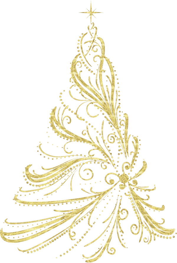 Elegant Gold Glitter Swirl Christmas Tree PNG