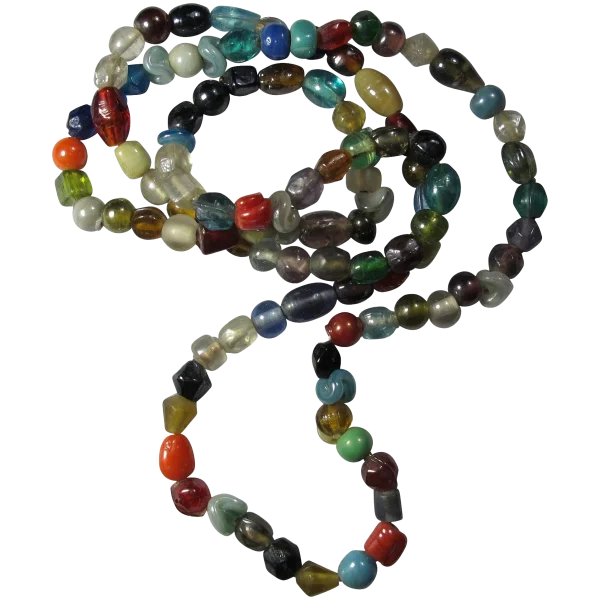 Assorted Colorful Glass Beads String PNG
