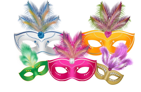 Colorful Carnival Masquerade Masks PNG Transparent