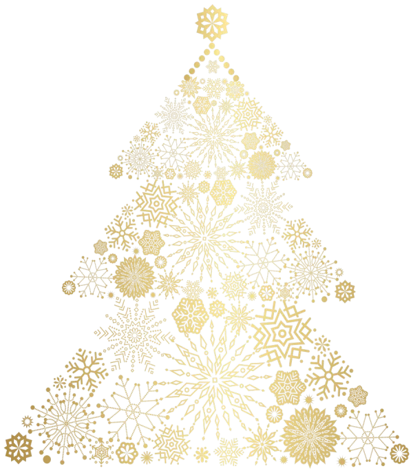 Golden Snowflake Christmas Tree PNG Transparent Background