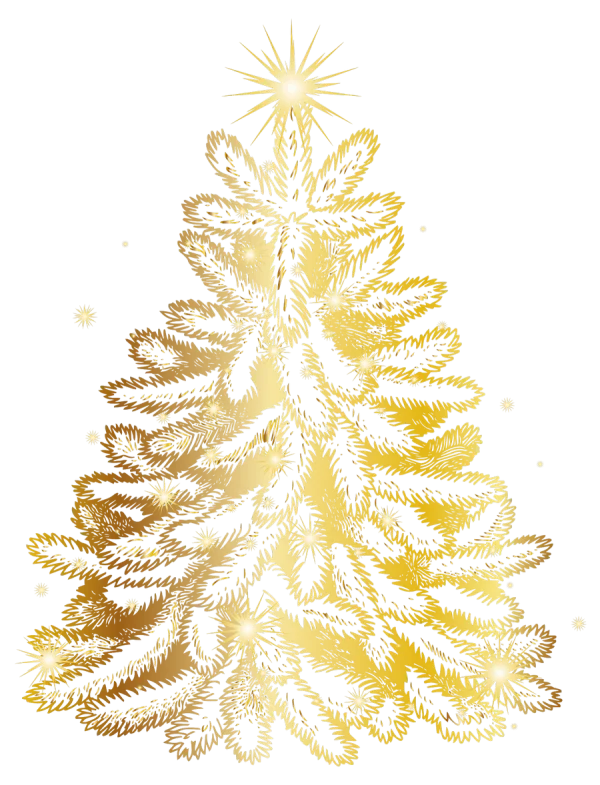 Golden Christmas Tree with Star PNG
