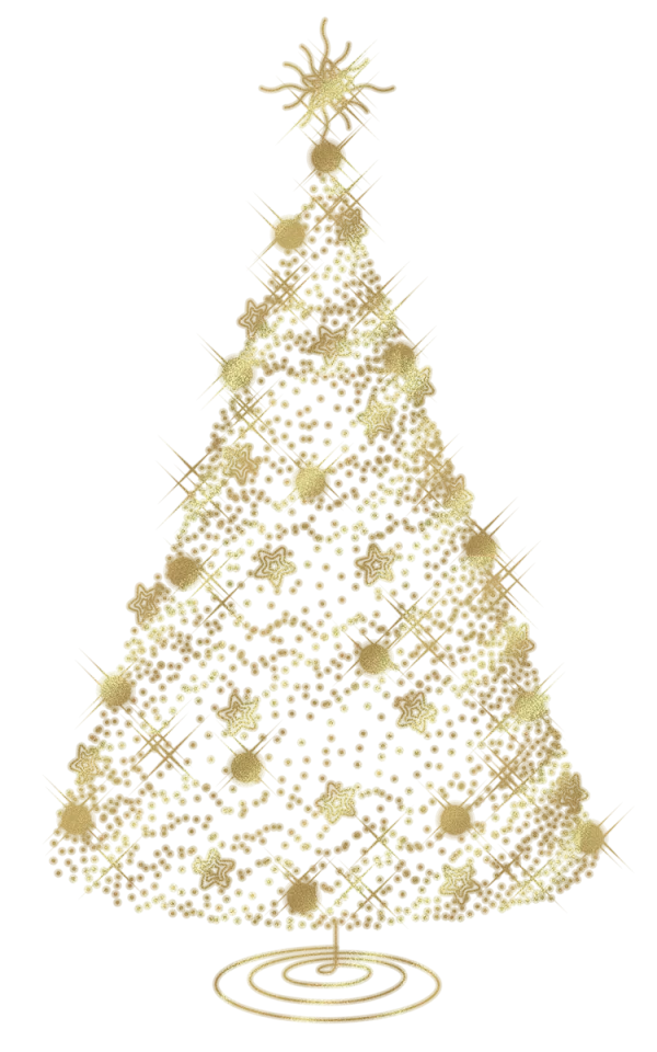 Golden Glitter Christmas Tree PNG