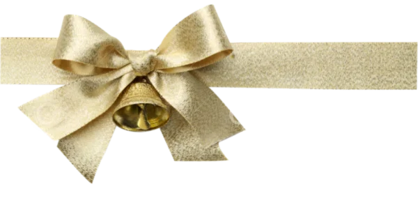 Golden Gift Bow with Bell PNG Transparent Background