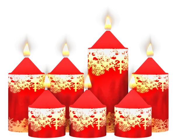 Christmas Candles with Snowflakes PNG Transparent Background