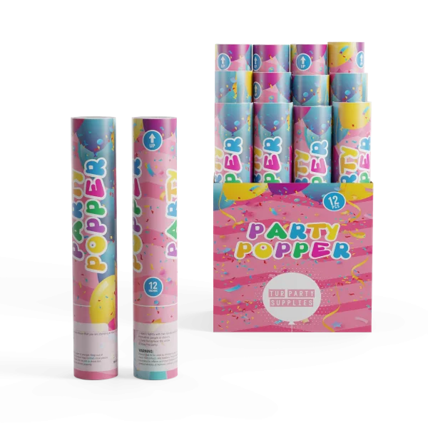 Colorful Party Poppers Box and Individual PNG Transparent Background