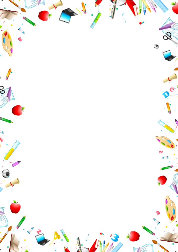 School Supplies Border Frame PNG Transparent Background