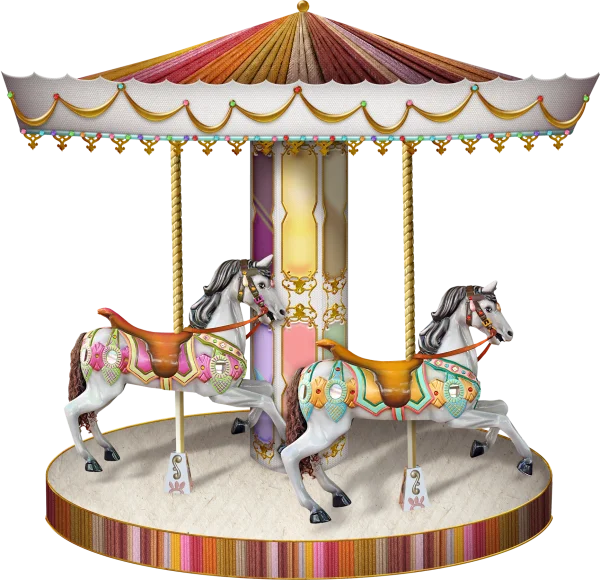 Vintage Carousel with Horses PNG Transparent Background