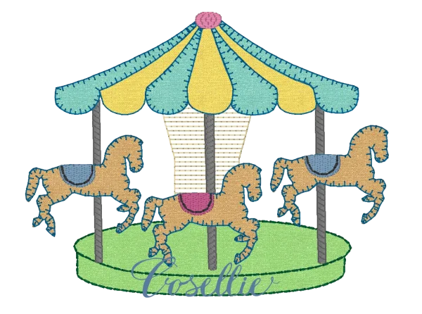 Stitched Fabric Carousel PNG Transparent Background
