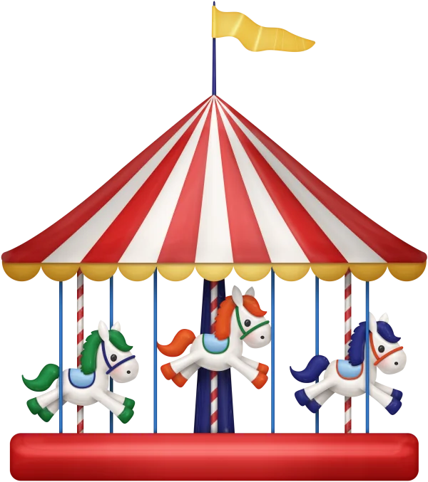 Whimsical Carousel with Horses PNG Transparent Background