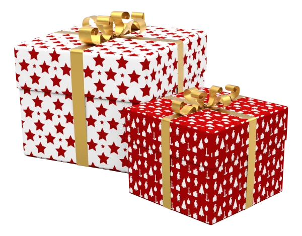 Christmas Gift Boxes with Gold Ribbons PNG