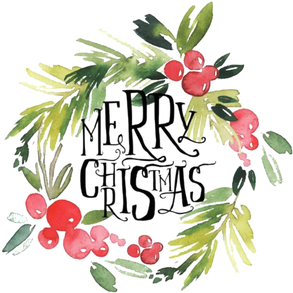 Watercolor Merry Christmas Wreath PNG Transparent Background
