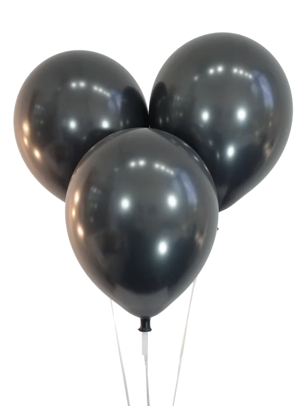 Three Black Balloons PNG Transparent Background