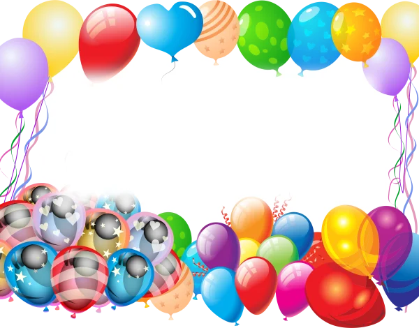Colorful Party Balloons Frame PNG Transparent Background