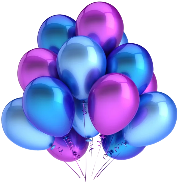 Shiny Blue and Magenta Party Balloons PNG