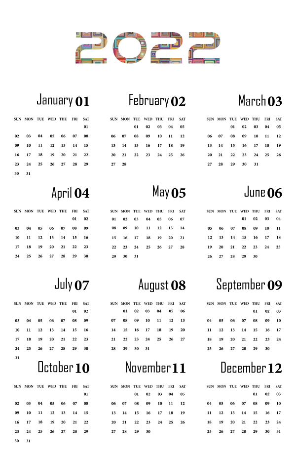 2022 Colorful Geometric Pattern PNG Transparent