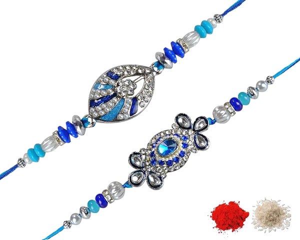 Festive Rakhi Bracelets with Kumkum and Chawal PNG Transparent Background