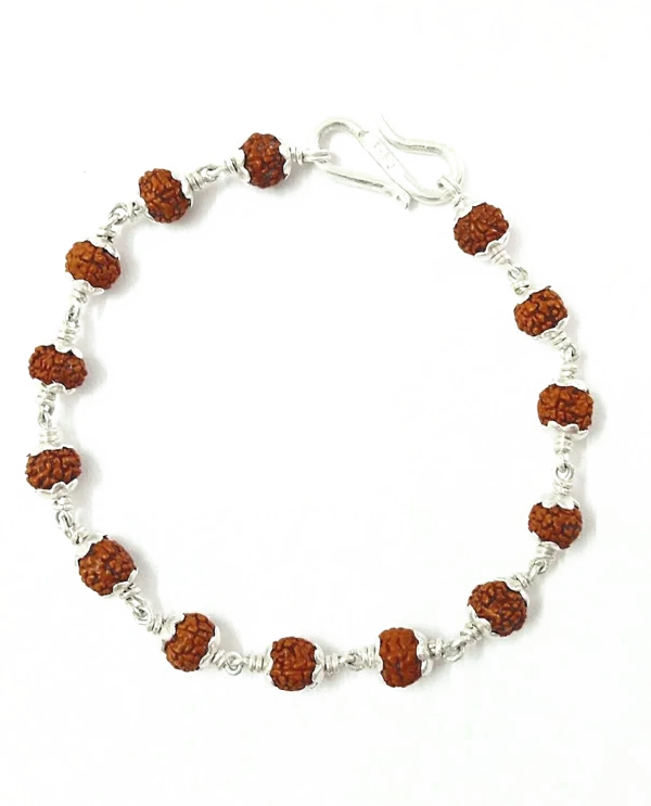 Rudraksha Bracelet with Silver Wire PNG Transparent