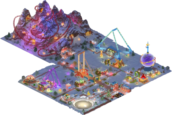 Festive Isometric Winter Amusement Park PNG