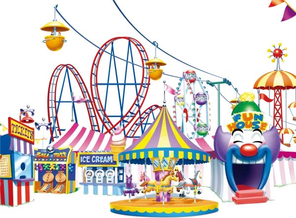 Vibrant Carnival Amusement Park PNG Transparent