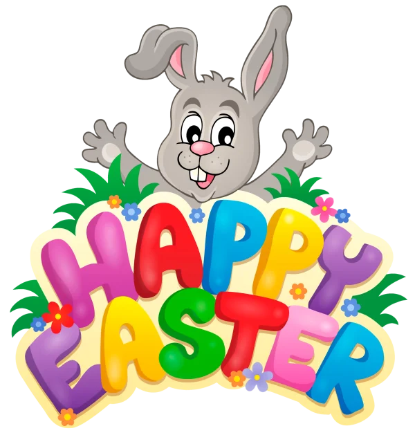 Happy Easter Bunny and Colorful Text PNG