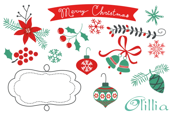 Hand-Drawn Christmas Holiday Elements PNG Pack