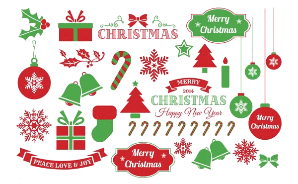 Christmas Holiday Decor Elements & Labels PNG