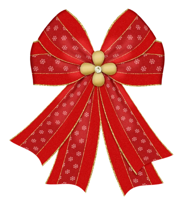 Red Christmas Bow with Gold Trim PNG