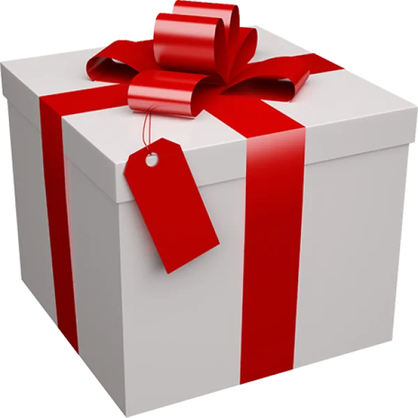White Gift Box with Red Ribbon and Tag PNG