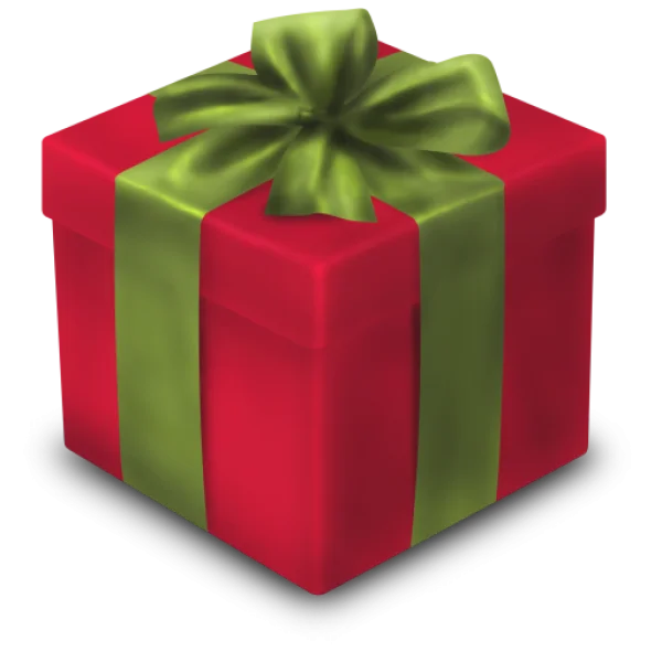 Red Gift Box with Green Ribbon PNG Transparent Background