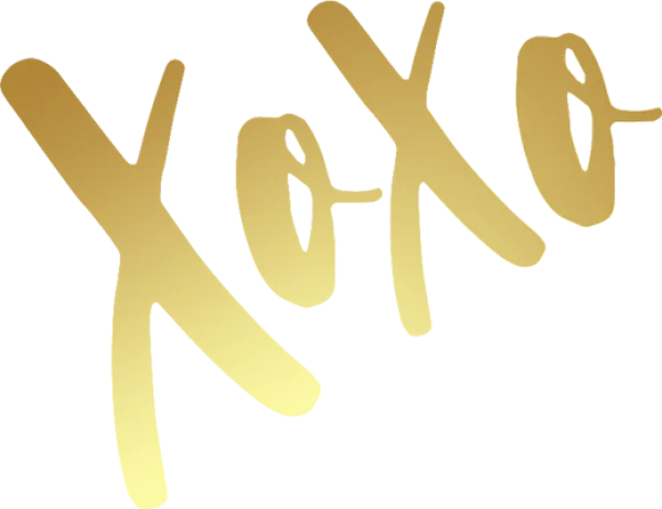 Golden XOXO Text Transparent Background