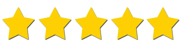 Five Golden Stars Rating PNG Transparent Background