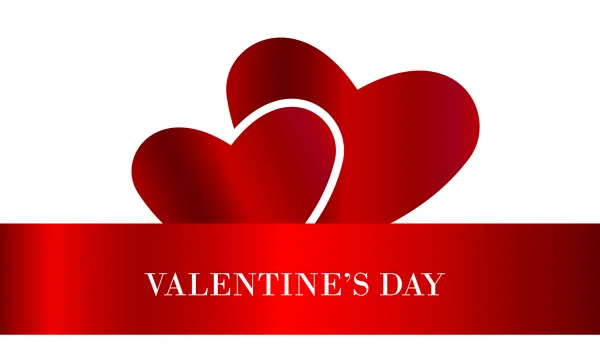 Valentine's Day Red Hearts and Ribbon PNG