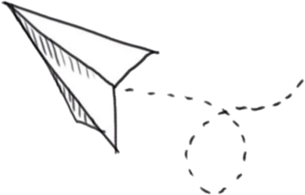 Hand Drawn Paper Airplane with Dotted Path PNG